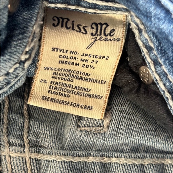 Miss Me Light Blue Skinny Jeans with Beaded Wing Embroidery - Picture 2 of 4